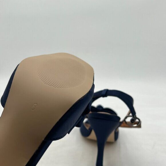 Milooey Navy Open Toe Sandal Cute Bowknots High Heels Ankle Strap Slingback Shoe - Picture 6 of 8